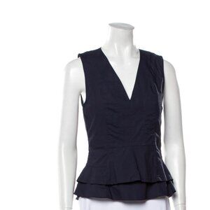 Derek Lam 10 Crosby Midnight  V-neck sleeveless poplin size 2 top